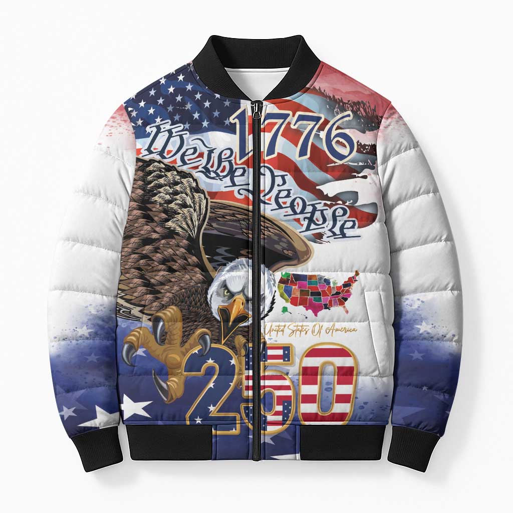 United States of America 250 Bomber Puffer Jacket We The People 1776