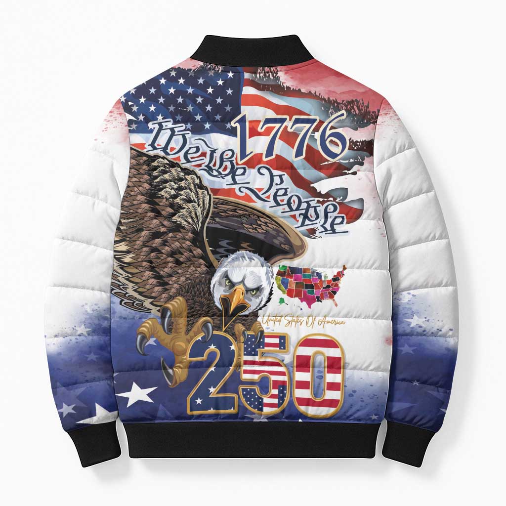 United States of America 250 Bomber Puffer Jacket We The People 1776