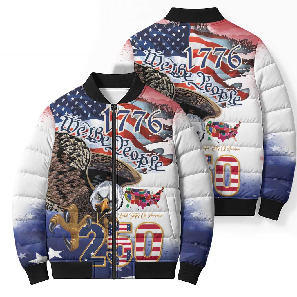 United States of America 250 Bomber Puffer Jacket We The People 1776