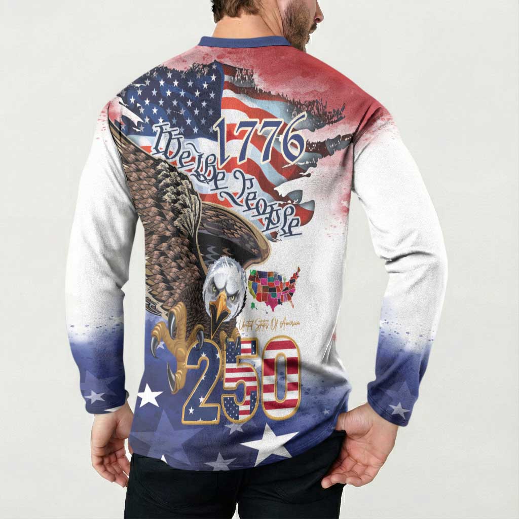 United States of America 250 Button Sweatshirt We The People 1776
