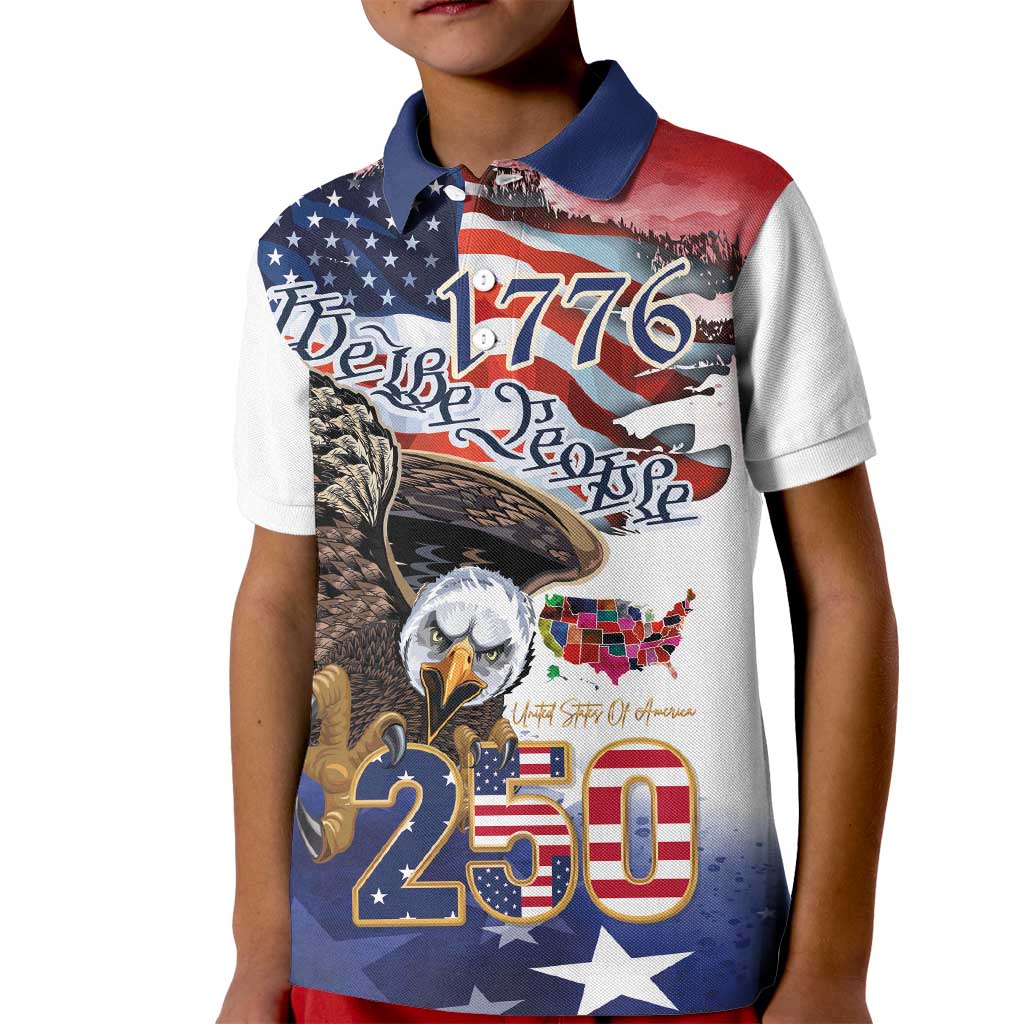 United States of America 250 Kid Polo Shirt We The People 1776