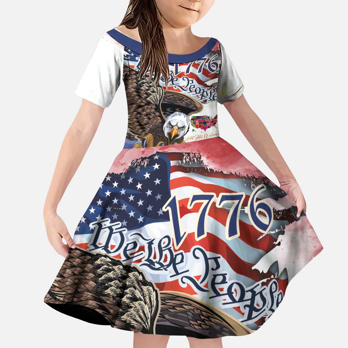 United States of America 250 Kid Short Sleeve Dress We The People 1776