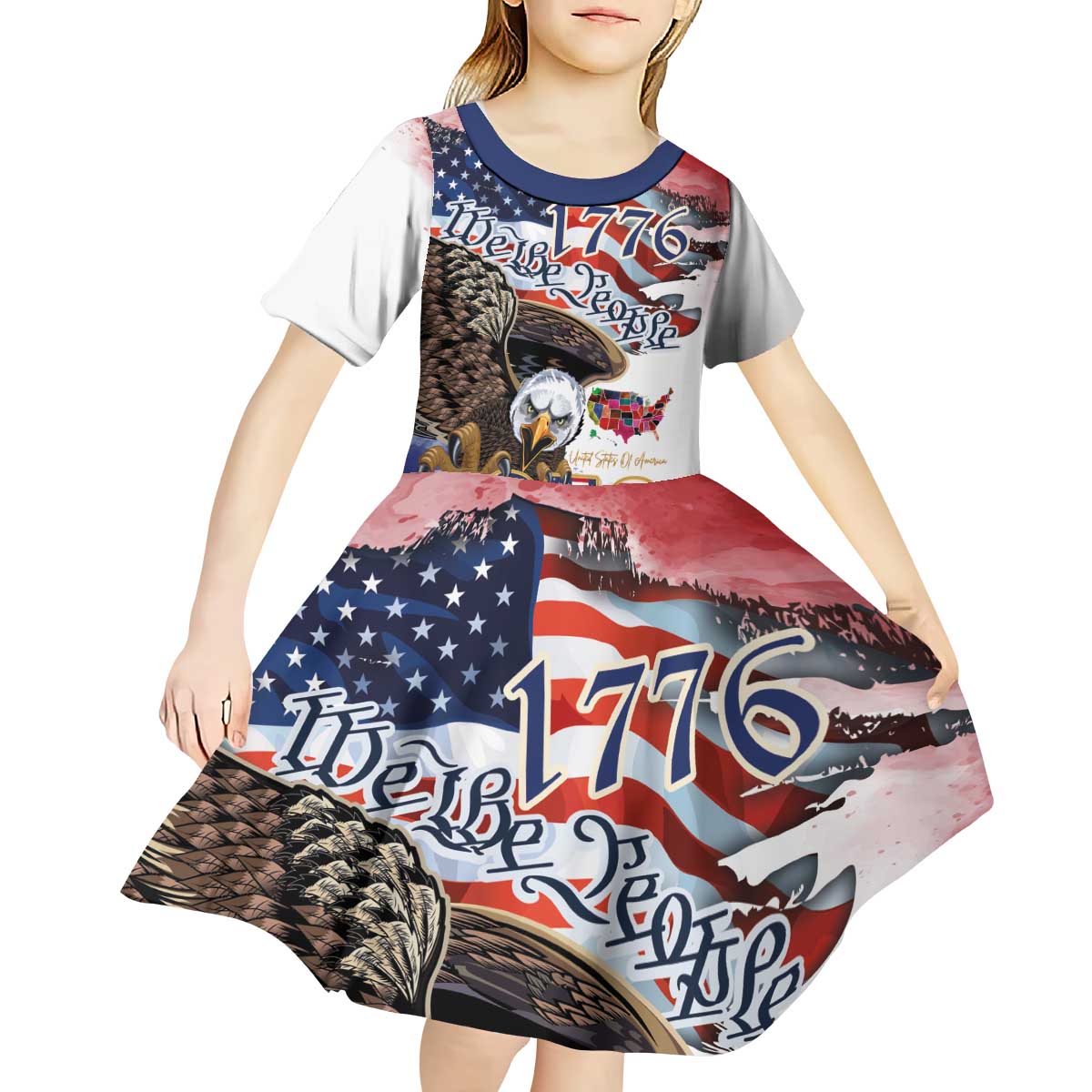 United States of America 250 Kid Short Sleeve Dress We The People 1776