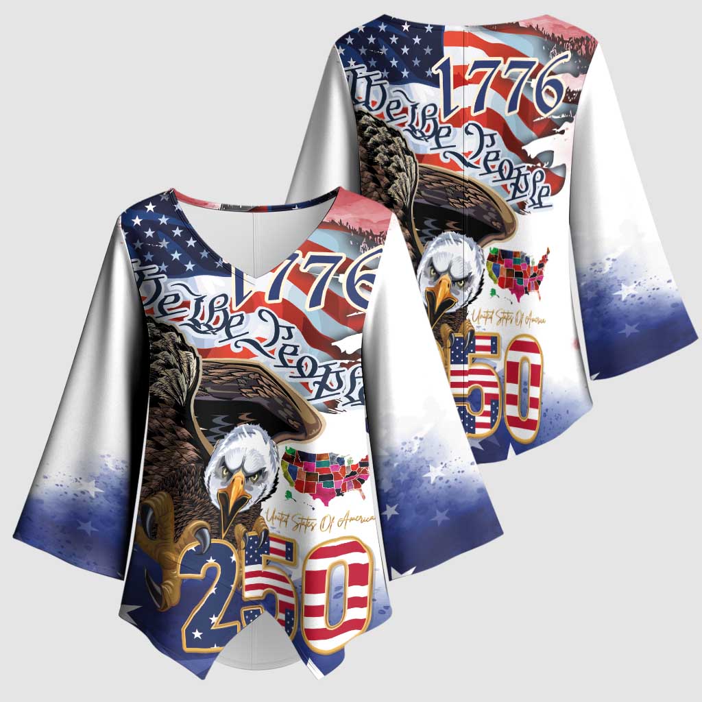 United States of America 250 Kimono Sleeve Blouse We The People 1776