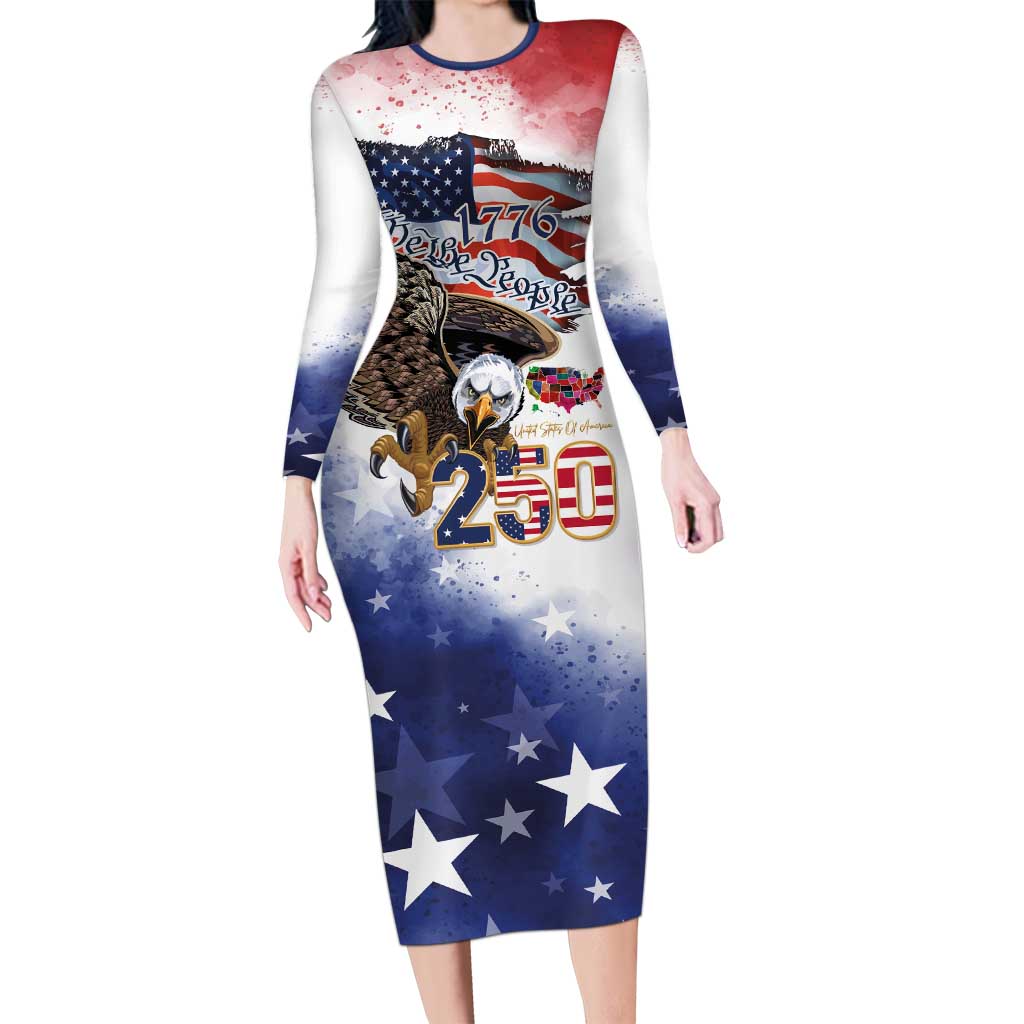 United States of America 250 Long Sleeve Bodycon Dress We The People 1776