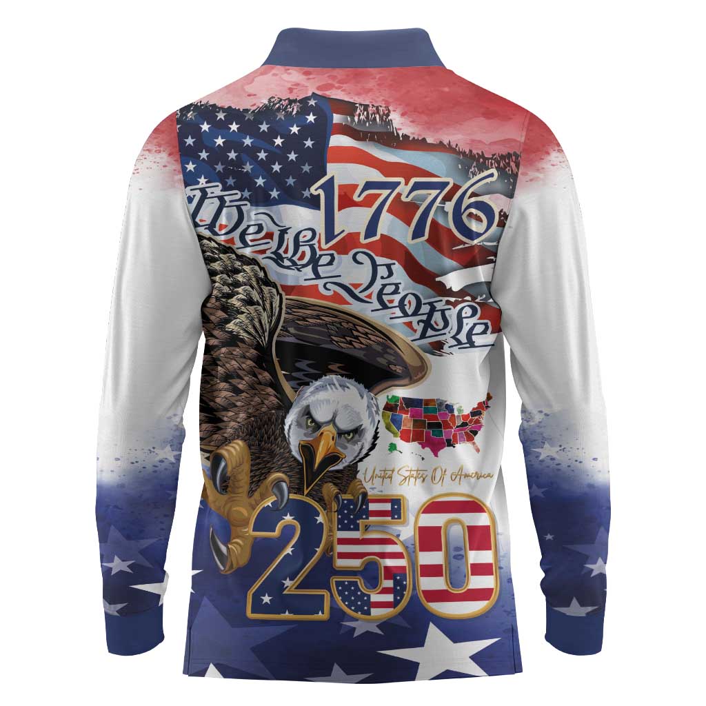 United States of America 250 Long Sleeve Polo Shirt We The People 1776
