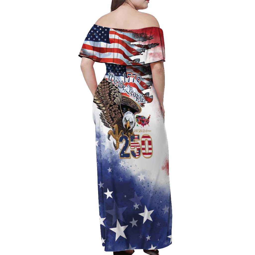 United States of America 250 Off Shoulder Maxi Dress We The People 1776