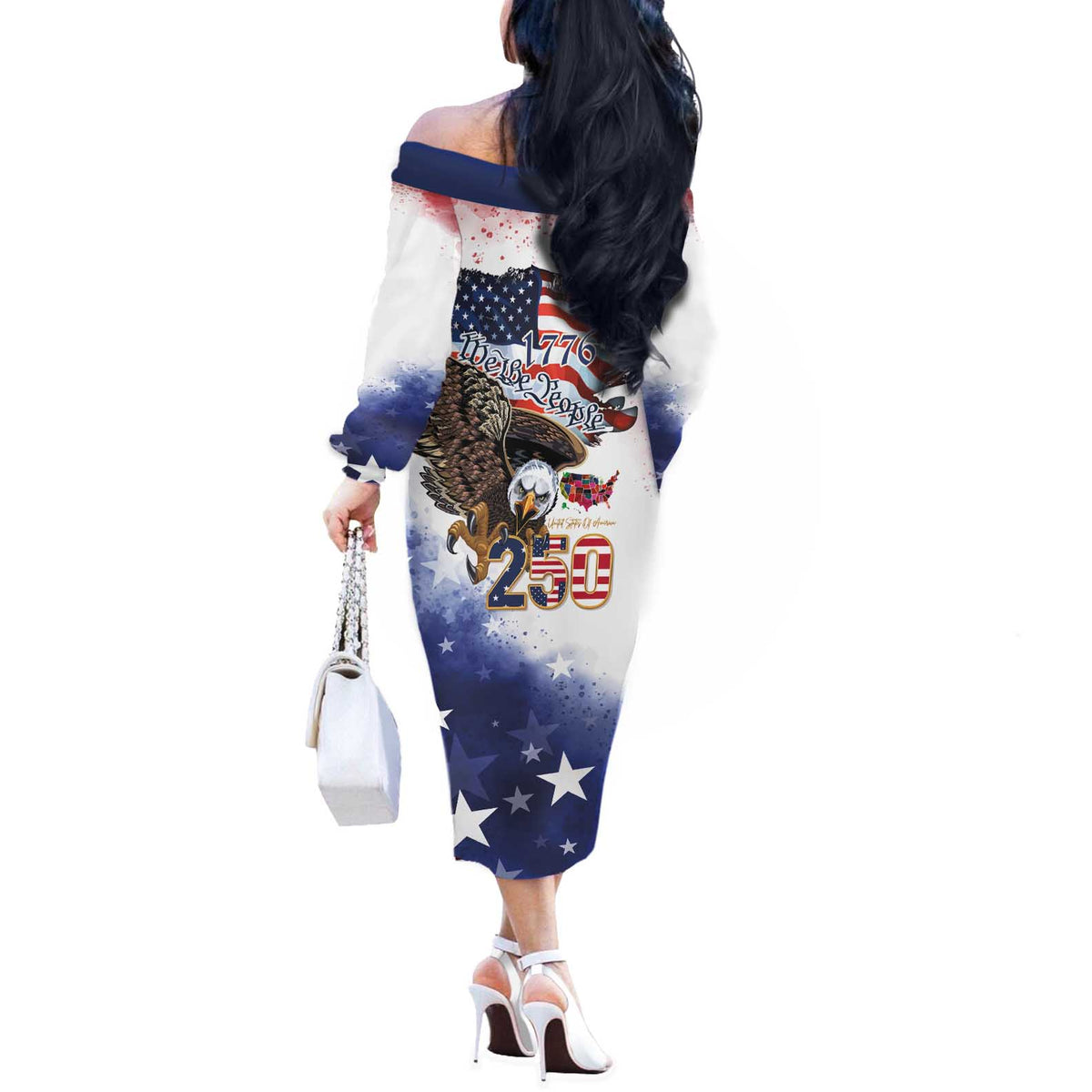 United States of America 250 Off The Shoulder Long Sleeve Dress We The People 1776
