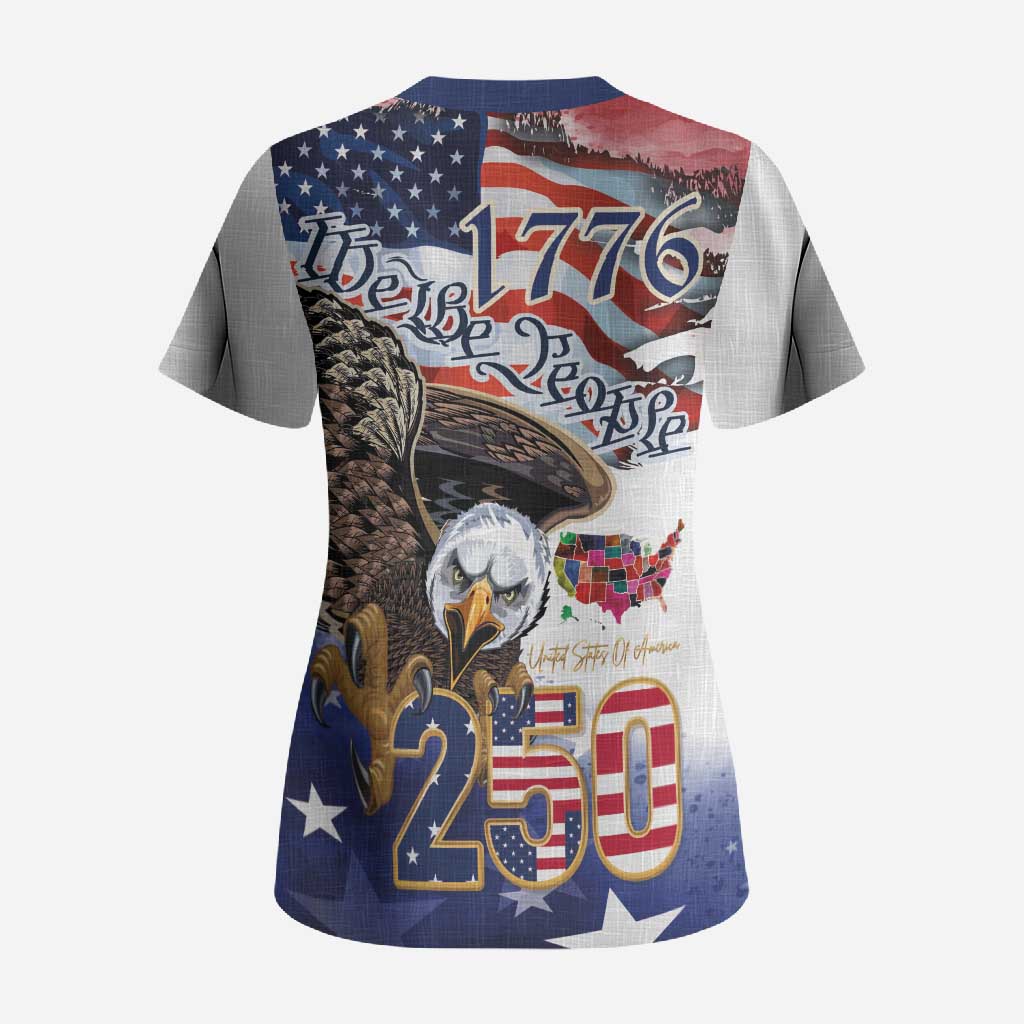 United States of America 250 Scrub Top We The People 1776