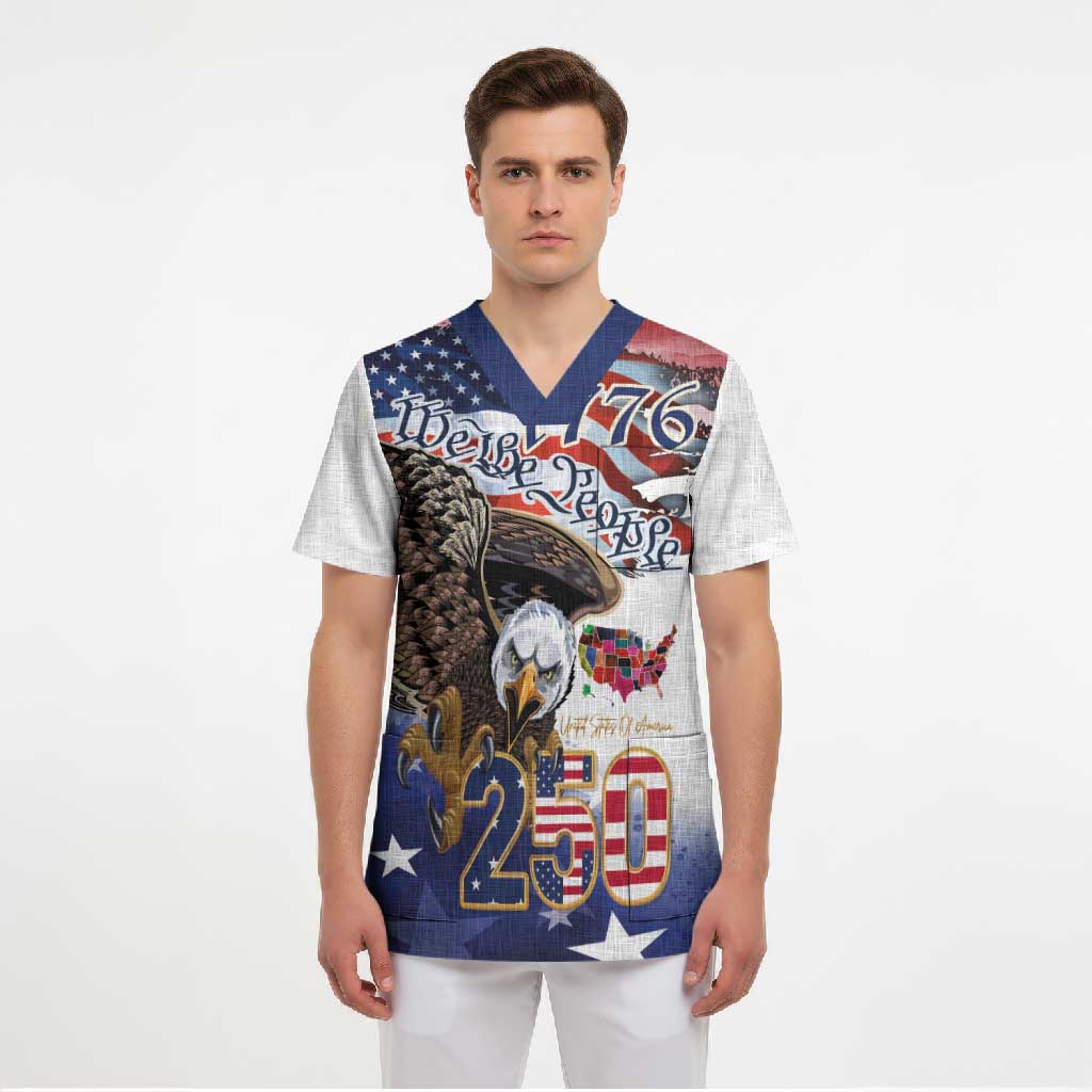 United States of America 250 Scrub Top We The People 1776