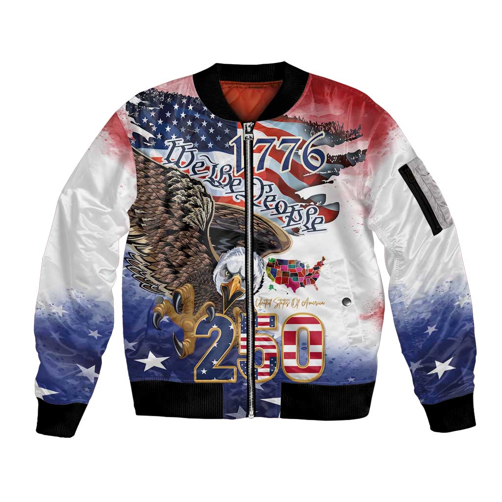 United States of America 250 Sleeve Zip Bomber Jacket We The People 1776