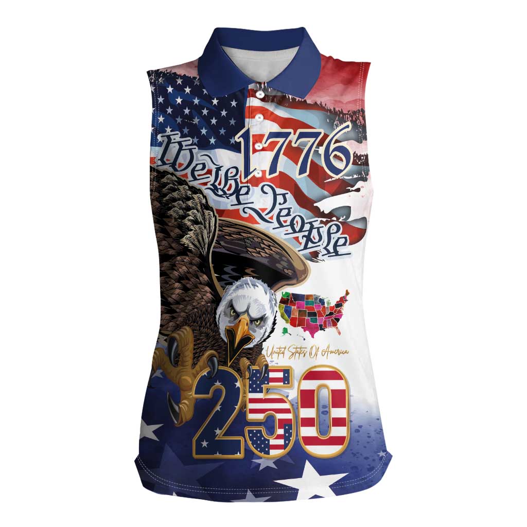 United States of America 250 Women Sleeveless Polo Shirt We The People 1776