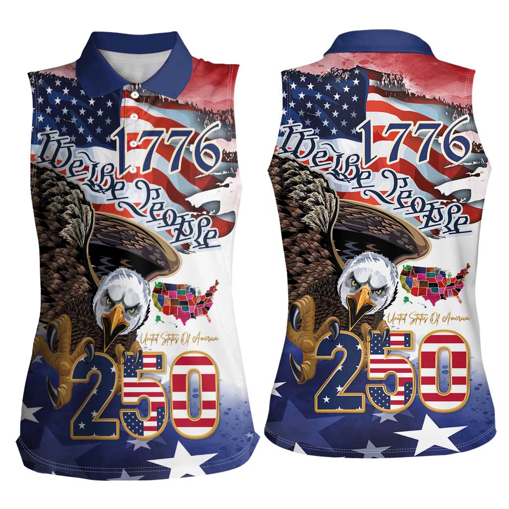 United States of America 250 Women Sleeveless Polo Shirt We The People 1776