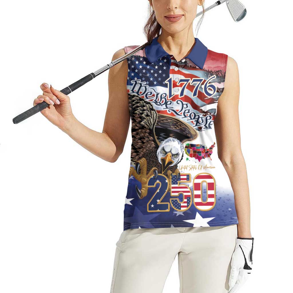 United States of America 250 Women Sleeveless Polo Shirt We The People 1776