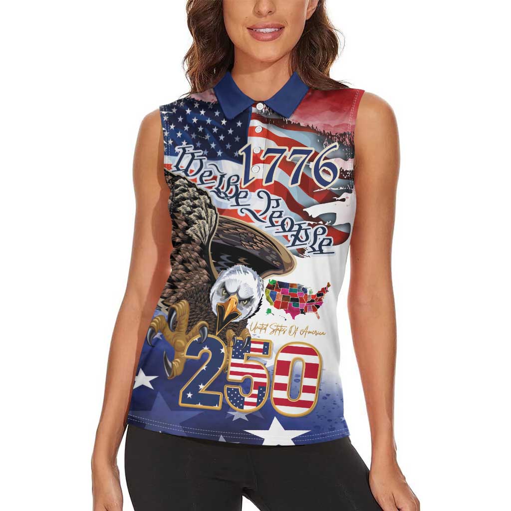 United States of America 250 Women Sleeveless Polo Shirt We The People 1776