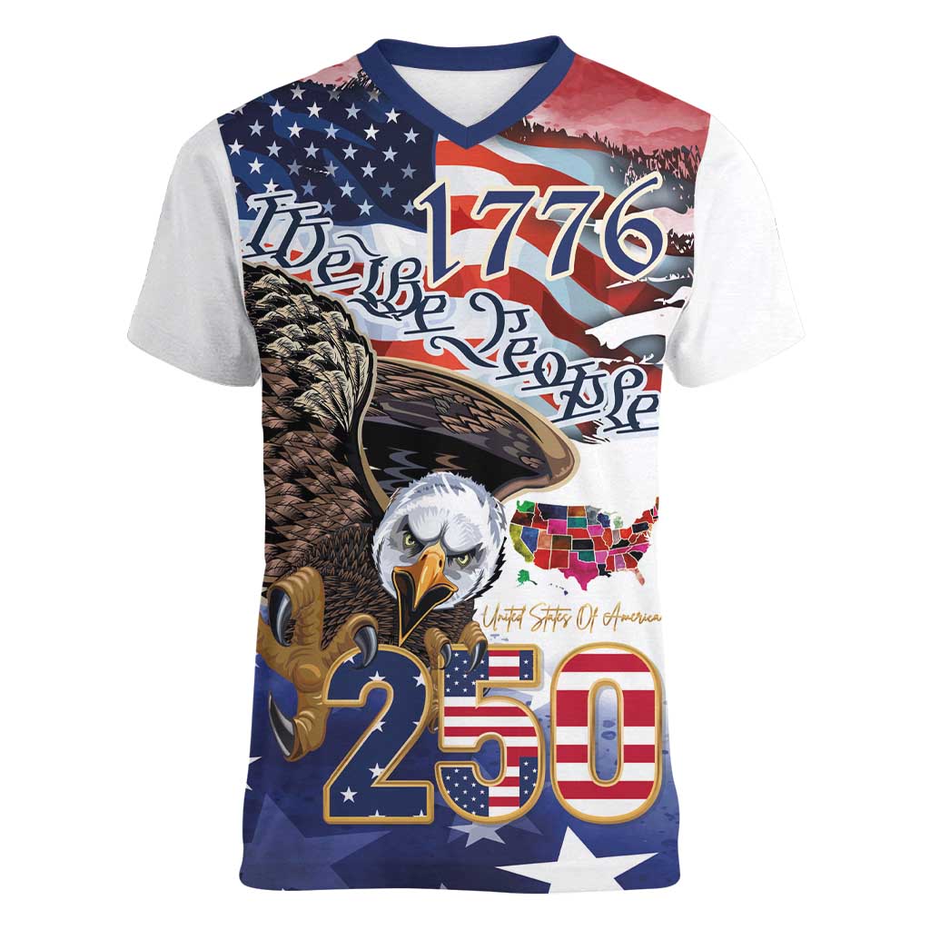United States of America 250 Women V-Neck T-Shirt We The People 1776