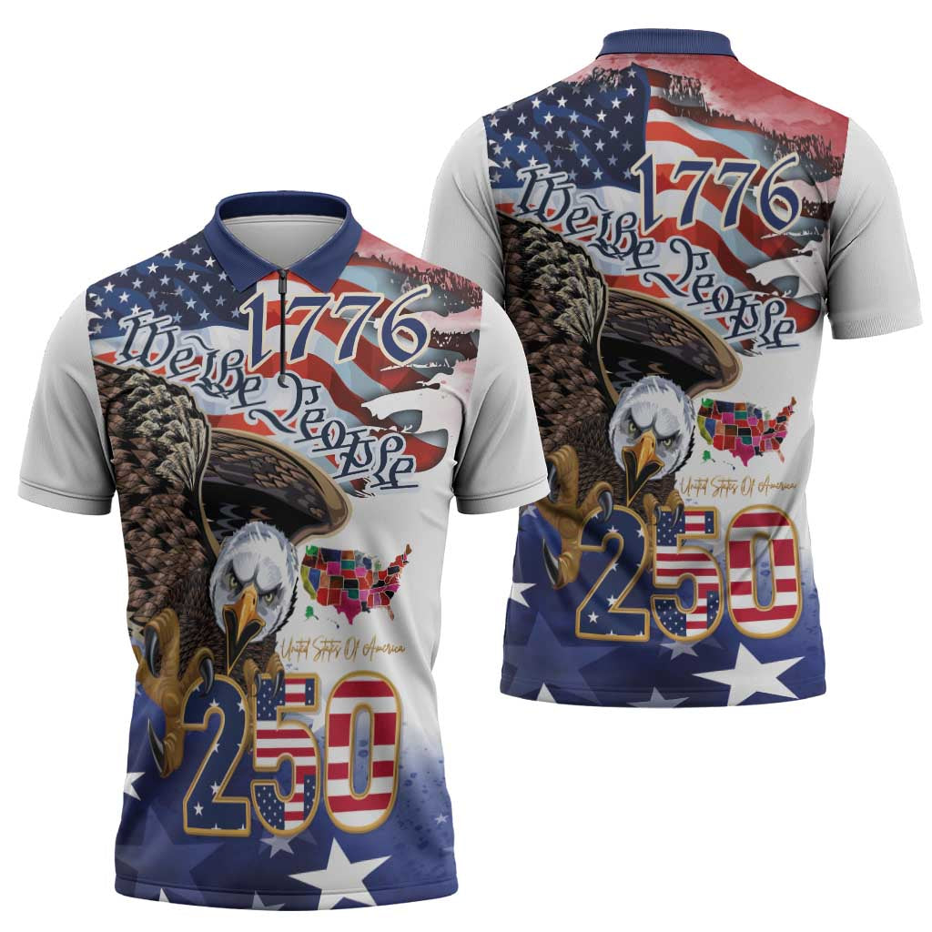 United States of America 250 Zipper Polo Shirt We The People 1776