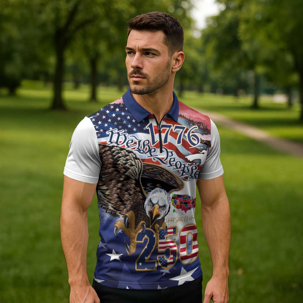 United States of America 250 Zipper Polo Shirt We The People 1776