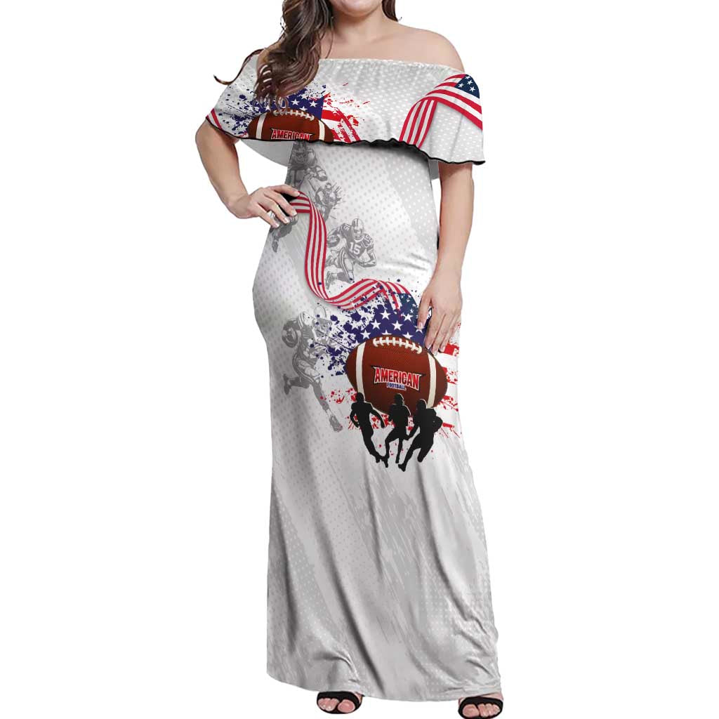 Custom American Football Off Shoulder Maxi Dress Road to Glory