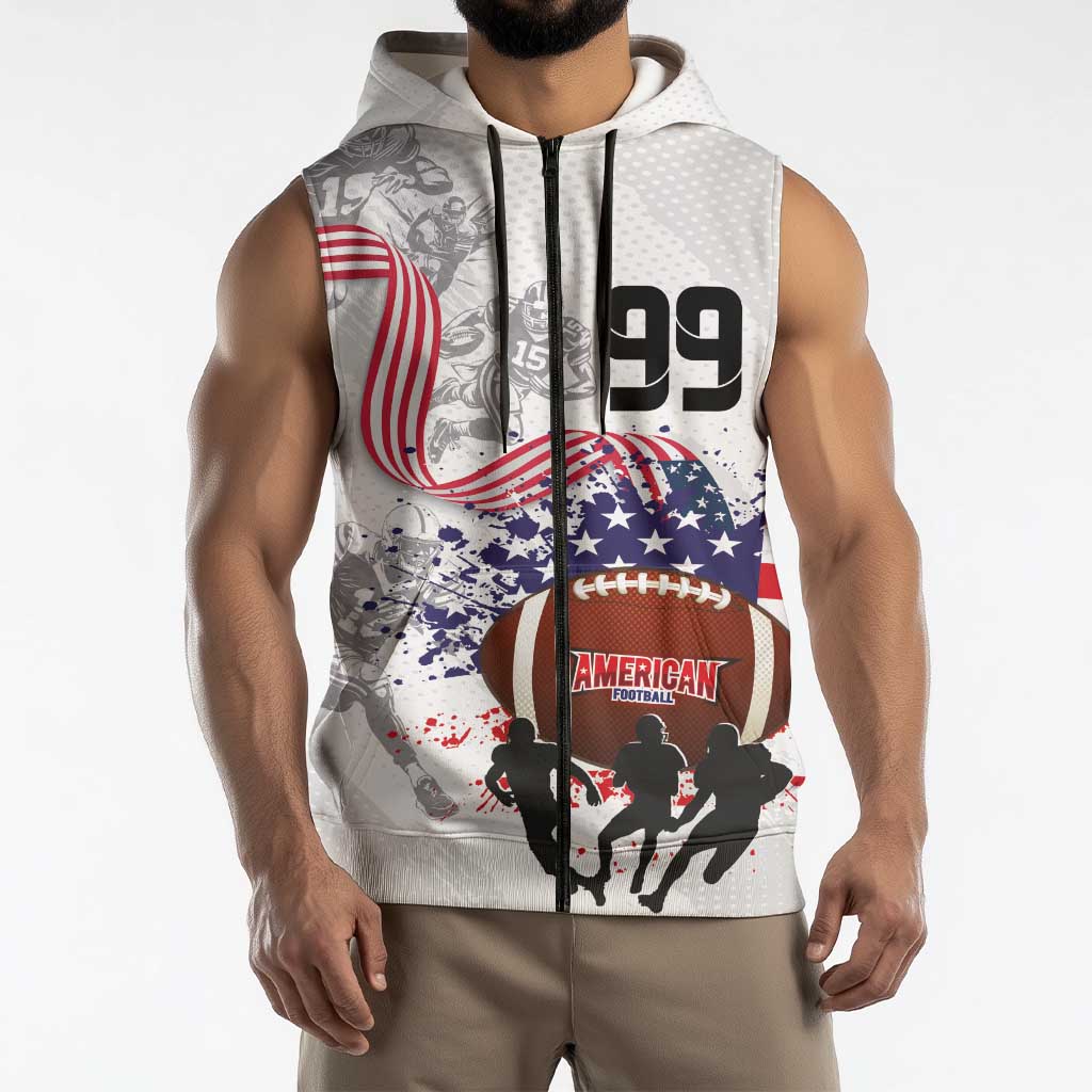 Custom American Football Sleeveless Zip Hoodie Road to Glory