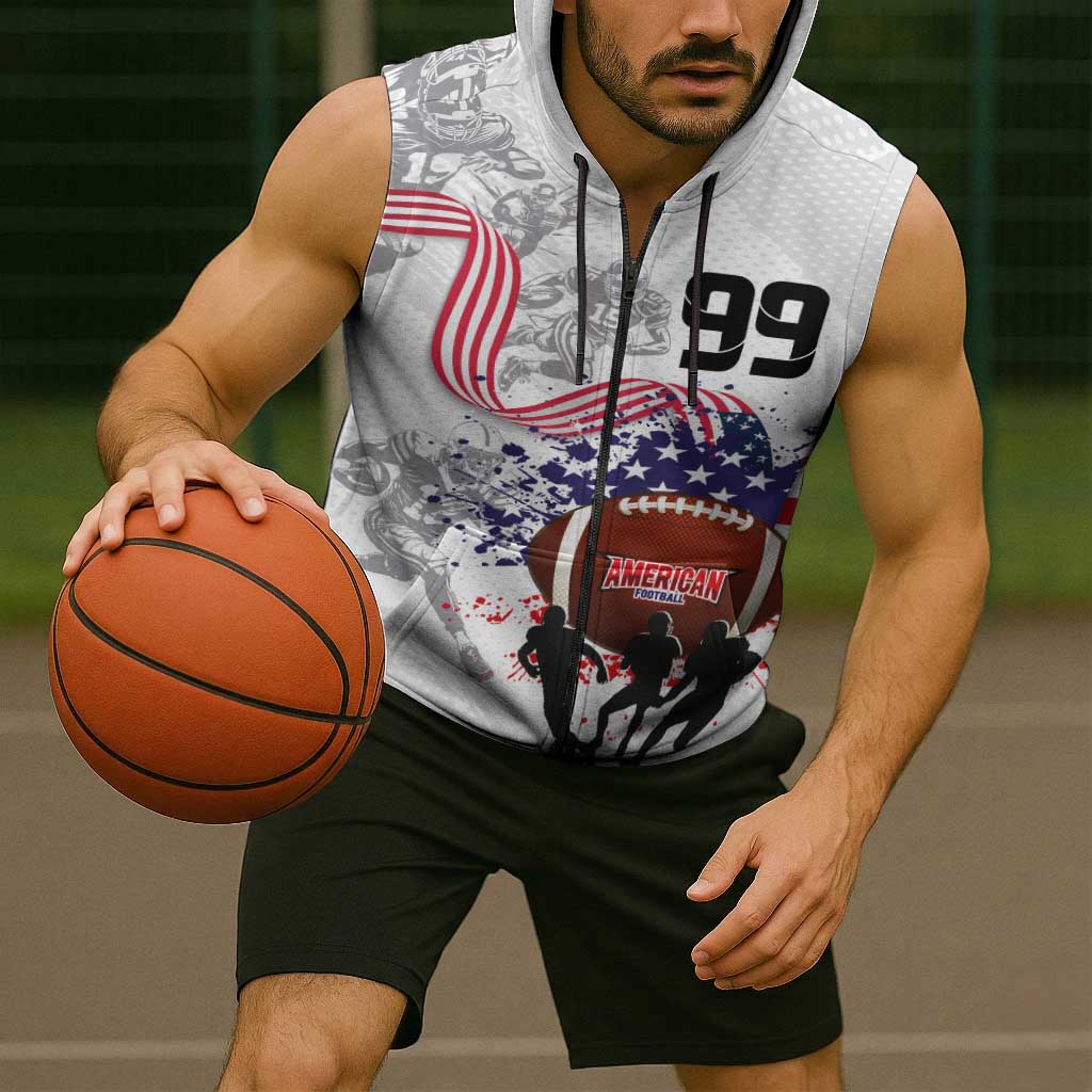 Custom American Football Sleeveless Zip Hoodie Road to Glory