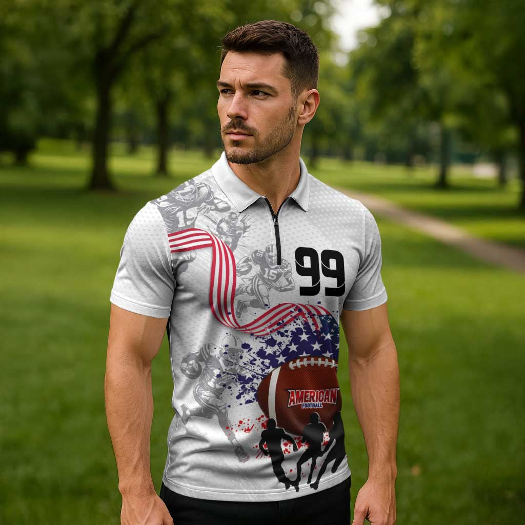 Custom American Football Zipper Polo Shirt Road to Glory