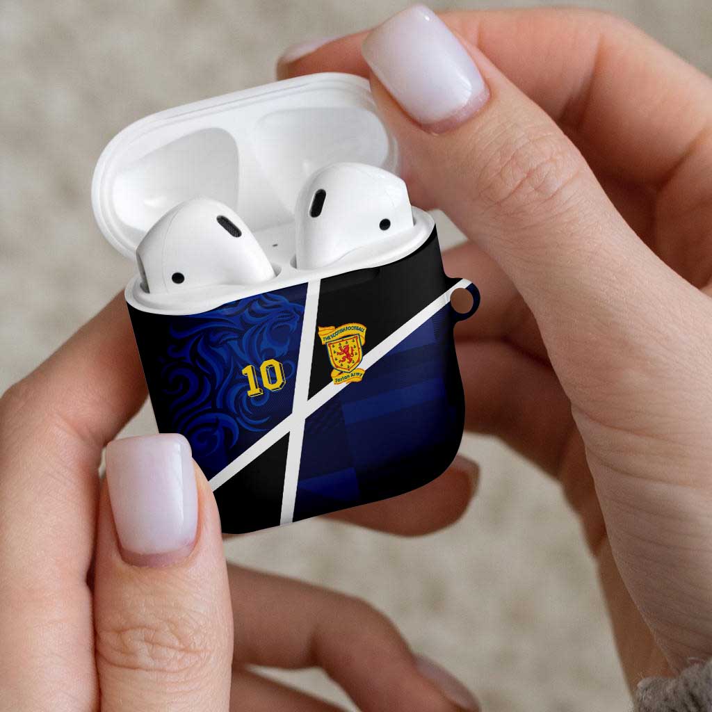 Custom Scottish Football AirPods Case Lion and Tartan Patchwork Pattern