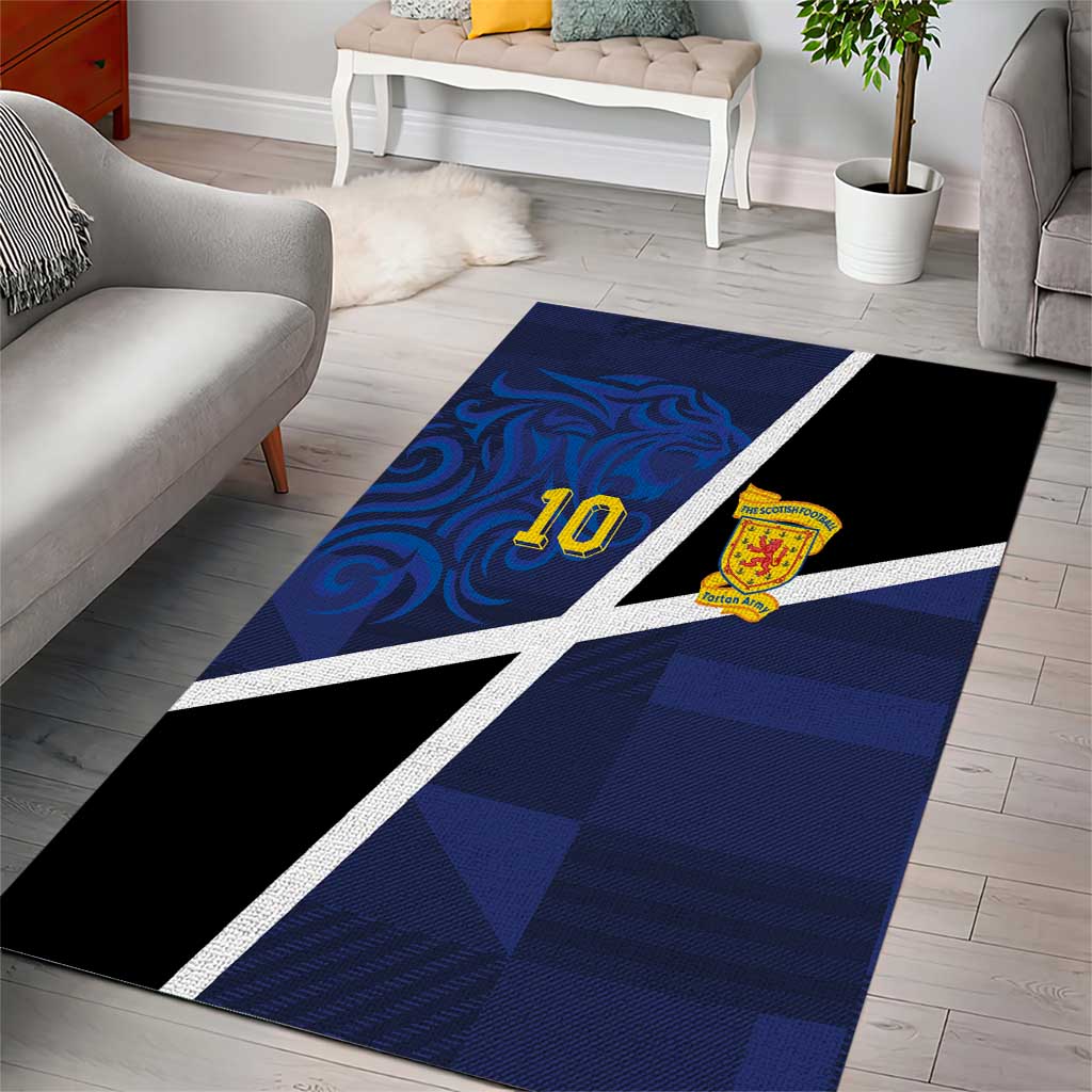 Custom Scottish Football Area Rug Lion and Tartan Patchwork Pattern