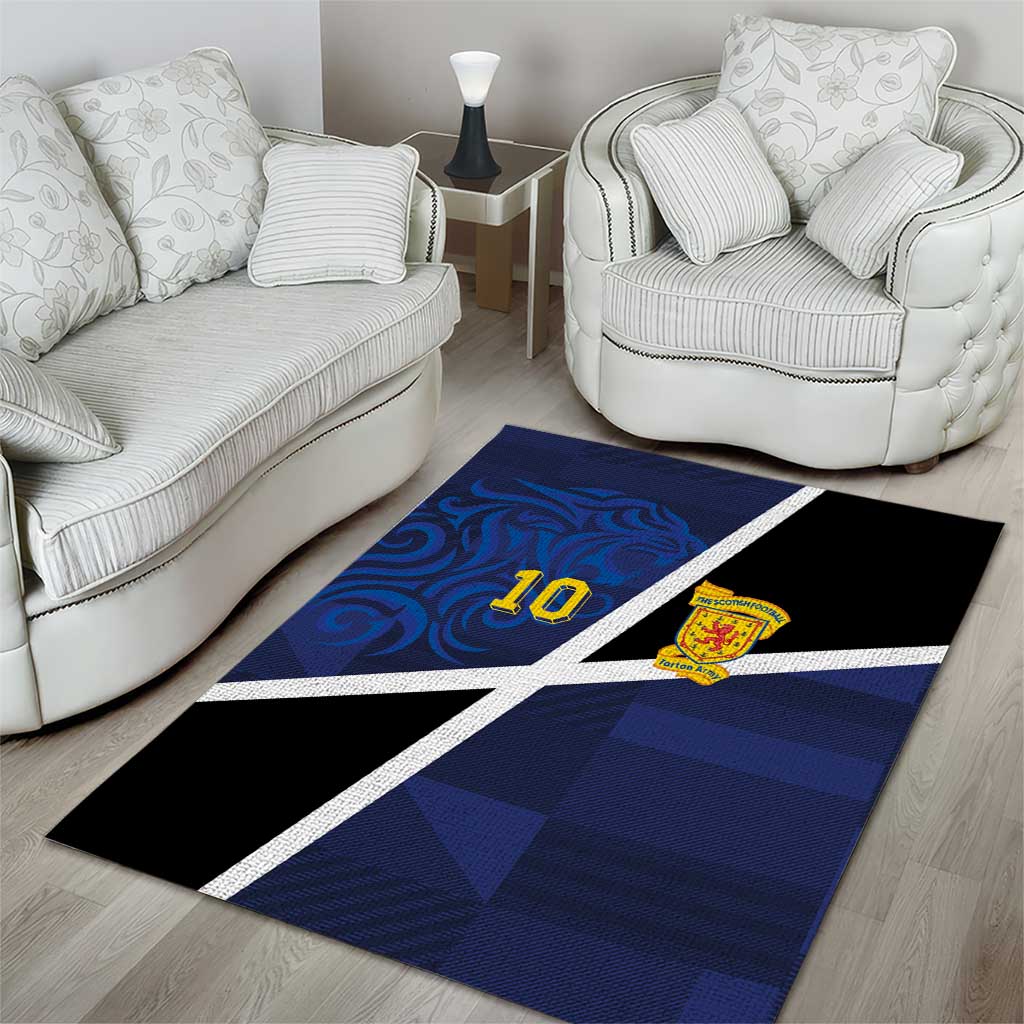 Custom Scottish Football Area Rug Lion and Tartan Patchwork Pattern