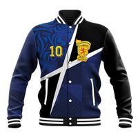 Custom Scottish Football Baseball Jacket Lion and Tartan Patchwork Pattern