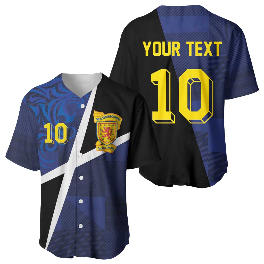 Custom Scottish Football Baseball Jersey Lion and Tartan Patchwork Pattern