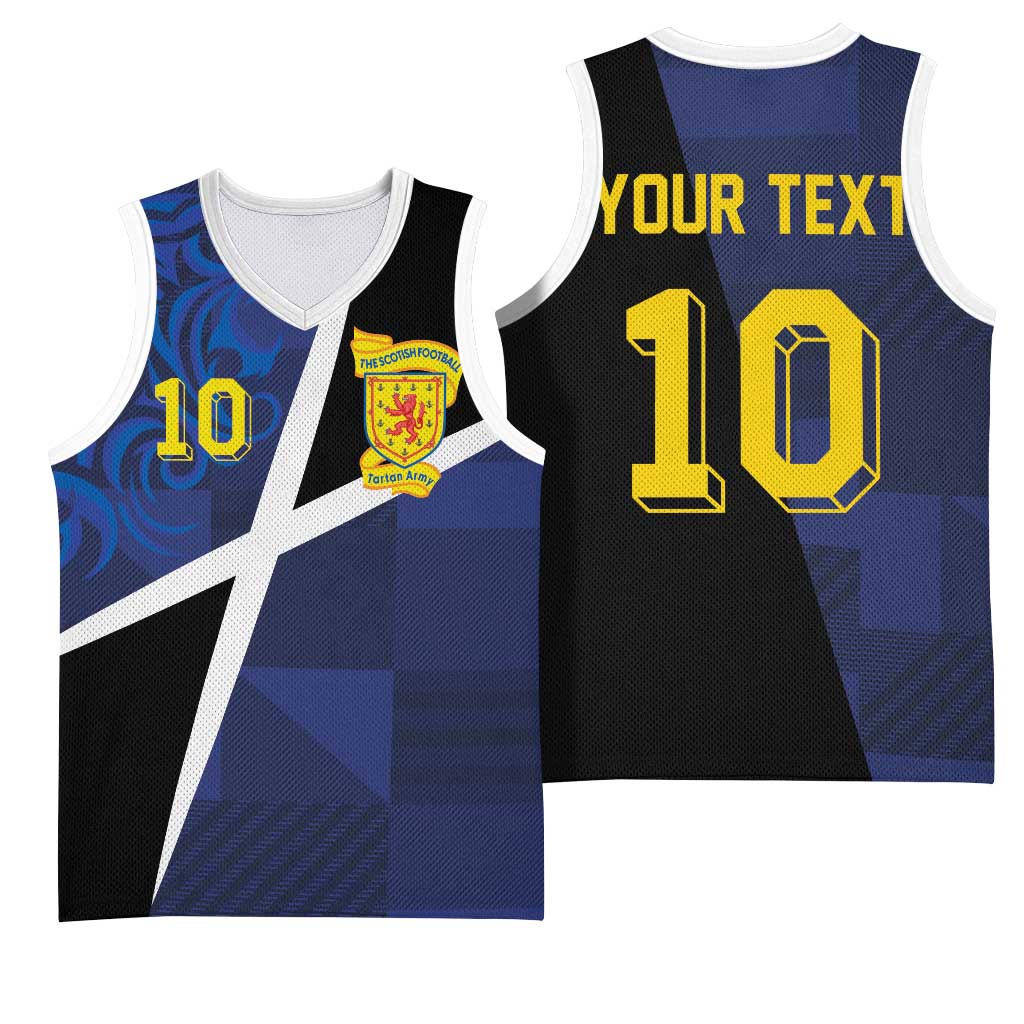 Custom Scottish Football Basketball Jersey Lion and Tartan Patchwork Pattern