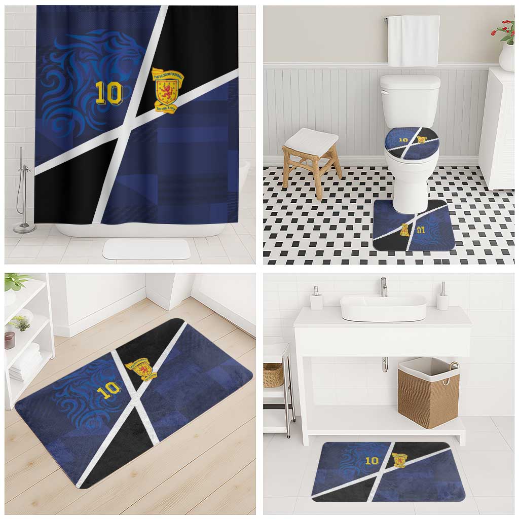 Custom Scottish Football Bathroom Set Lion and Tartan Patchwork Pattern