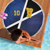 Custom Scottish Football Beach Blanket Lion and Tartan Patchwork Pattern