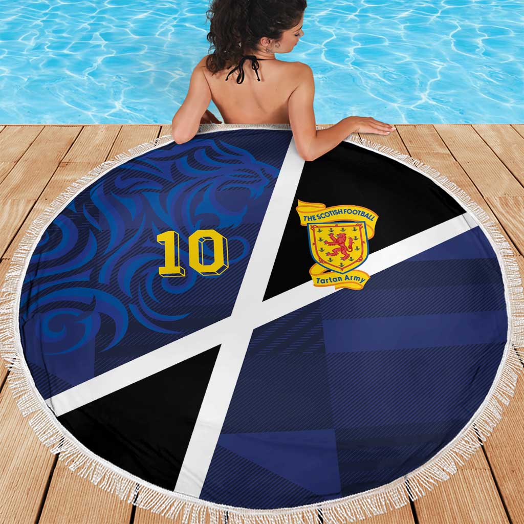 Custom Scottish Football Beach Blanket Lion and Tartan Patchwork Pattern