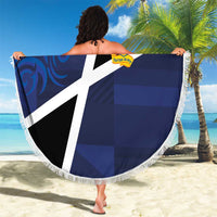 Custom Scottish Football Beach Blanket Lion and Tartan Patchwork Pattern