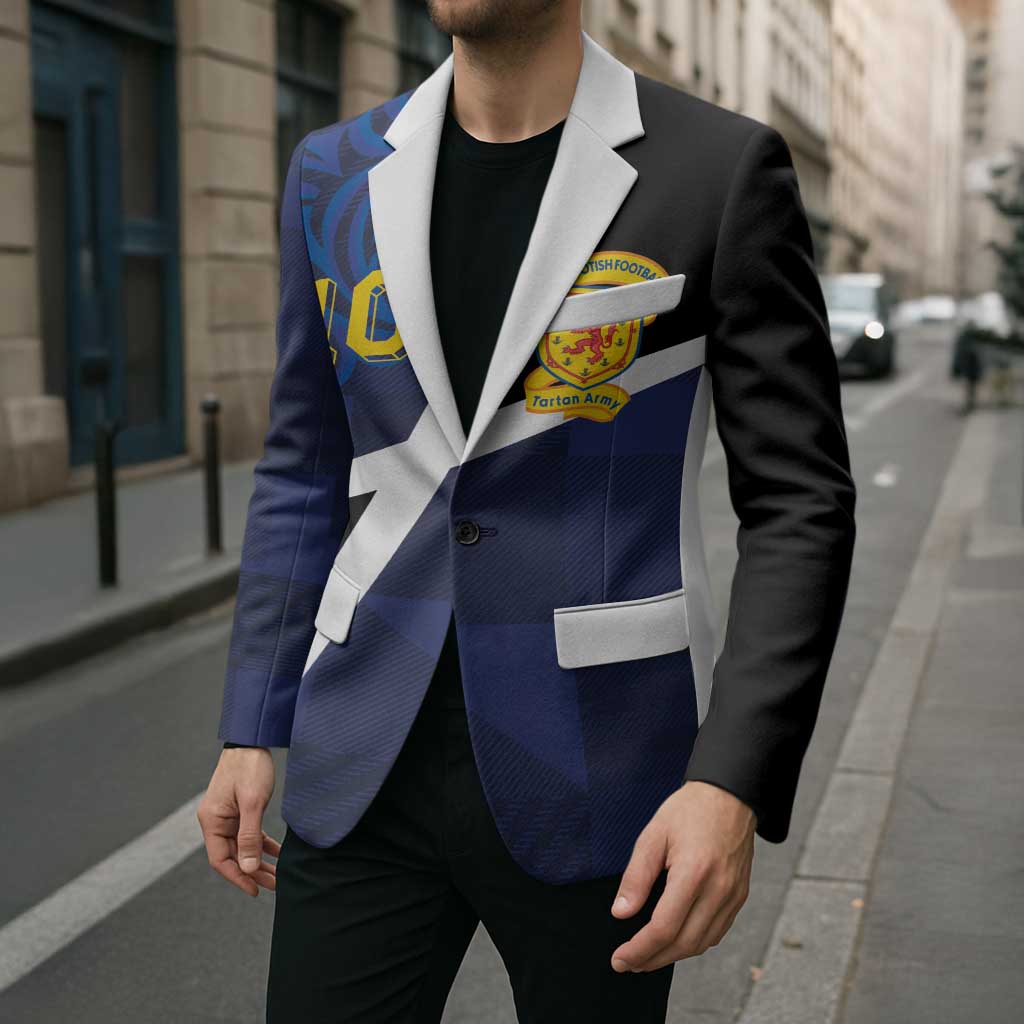 Custom Scottish Football Blazer Lion and Tartan Patchwork Pattern
