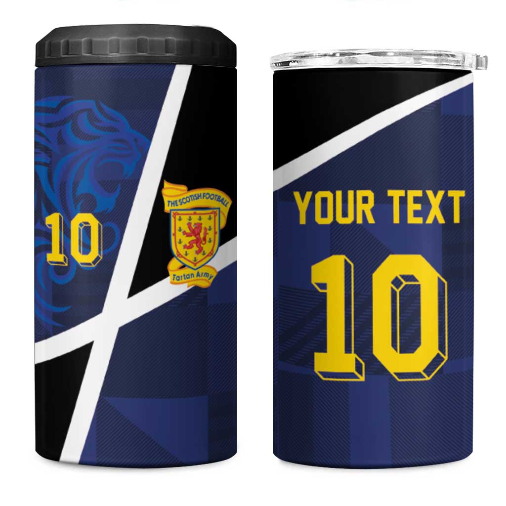 Custom Scottish Football 4 in 1 Can Cooler Tumbler Lion and Tartan Patchwork Pattern