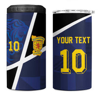 Custom Scottish Football 4 in 1 Can Cooler Tumbler Lion and Tartan Patchwork Pattern