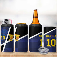 Custom Scottish Football 4 in 1 Can Cooler Tumbler Lion and Tartan Patchwork Pattern