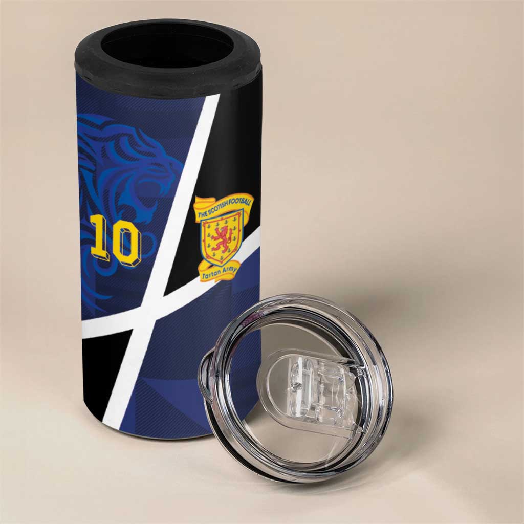 Custom Scottish Football 4 in 1 Can Cooler Tumbler Lion and Tartan Patchwork Pattern