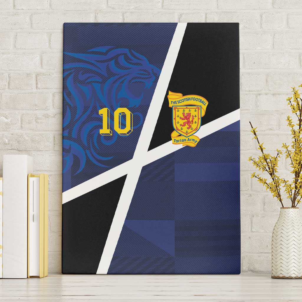 Custom Scottish Football Canvas Wall Art Lion and Tartan Patchwork Pattern