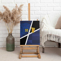 Custom Scottish Football Canvas Wall Art Lion and Tartan Patchwork Pattern