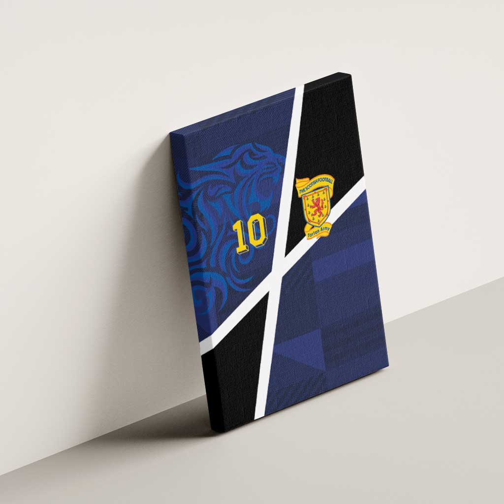 Custom Scottish Football Canvas Wall Art Lion and Tartan Patchwork Pattern