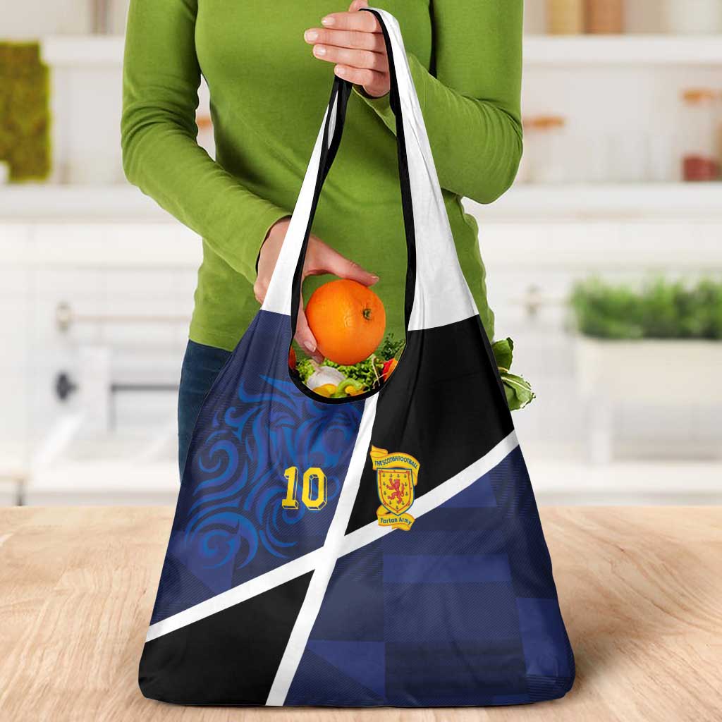 Custom Scottish Football Grocery Bag Lion and Tartan Patchwork Pattern
