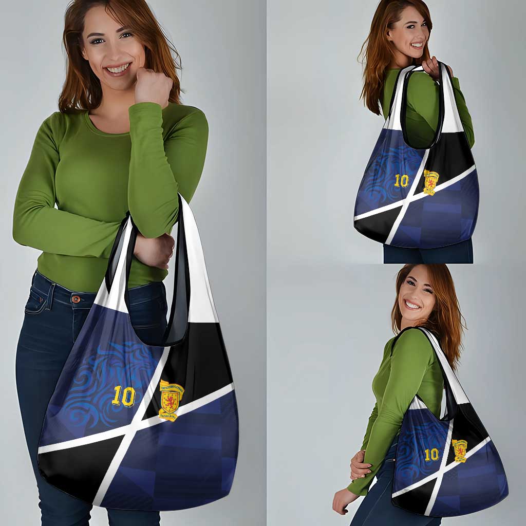 Custom Scottish Football Grocery Bag Lion and Tartan Patchwork Pattern