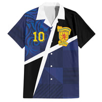 Custom Scottish Football Hawaiian Shirt Lion and Tartan Patchwork Pattern