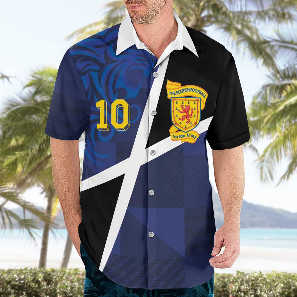 Custom Scottish Football Hawaiian Shirt Lion and Tartan Patchwork Pattern