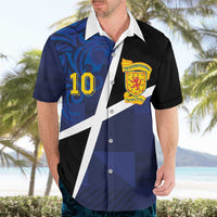 Custom Scottish Football Hawaiian Shirt Lion and Tartan Patchwork Pattern