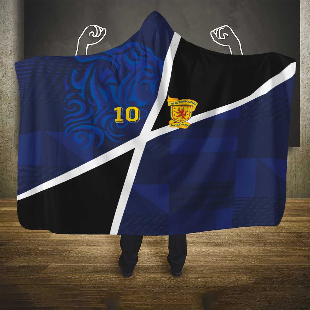 Custom Scottish Football Hooded Blanket Lion and Tartan Patchwork Pattern
